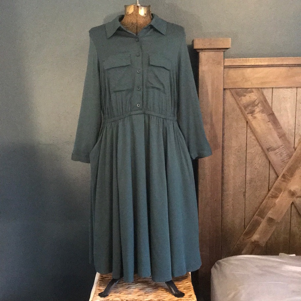 NWT Torrid Shirt Dress Sz 00 Dark Teal w/ Pockets